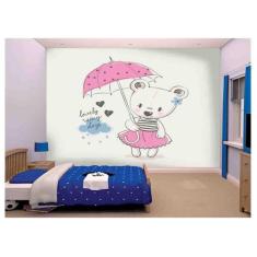 Papel De Parede Ursinha Chuva Quarto De Bebê Azs111 - Você Decora