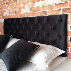 Cabeceira Capitonê Preto Suede Liso King 195 X 120 - RBL