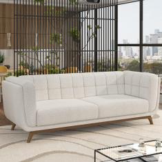 Sofá Decorativo Sala de Estar 180cm Rocket 2 Lugares Base Madeira Boucle Branco G45 - Gran Belo