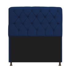 Cabeceira Estofada Lady 160 Cm Queen Size Com Capitonê Suede - Doce Sonho Móveis Azul Marinho