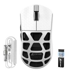 FELICON Mouse para jogos Attack Shark R3 liga de magnésio sem fio, capa esquelética ultraleve de 46 g, PAW3395 26K DPI, sondagem de 8K, Tri-Mode 2.4G/BT/com fio, para PC, Mac, laptop, branco e fita