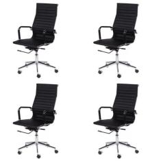 Kit 4 Cadeiras Escritório Presidente Esteirinha Rodízio Relax material