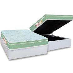 Cama Box Baú Casal: Colchão Espuma D33 Castor Sleep Max Euro Pillow + 