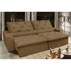 Sofá Lisboa 2,92m Retrátil, Reclinável com Molas no Assento Tecido Suede - Cama InBox