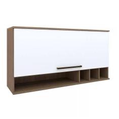 Armário Aéreo para Cozinha 1 Porta Basculante Evolution Plus Batrol Móveis Tannat/Branco