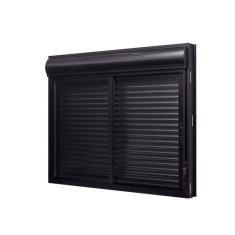 Janela  de Aluminio Veneziana com Persiana Integrada 120x150cm 2 Folhas Moveis Ultra Ramassol Preto