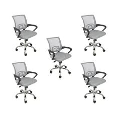 Kit 5 Cadeiras de Escritório Begonia Mesh Ergonômico Cinza
