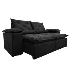 Sofá Retrátil e Reclinável 3 lugares Preto 2 m de largura e 1,60 aberto