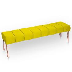 Recamier Estofada Casal Luxo Veludo Cor Amarelo
