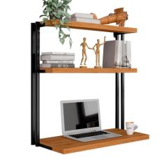 Escrivaninha Suspensa Industrial Creta Preto/cina - Moveis Arapongas Preto Fosco/cinamomo