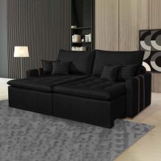 Sofá Retrátil 2 Lugares 220 Cm Chicago Kasacomigo Estofados Preto
