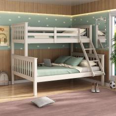 Beliche Solteiro / Casal em Madeira Maciça Moderno Off White