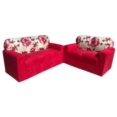 Jogo de Sofá de 2 e 3 Lugares Vermelho Floral - XAROPINHO
