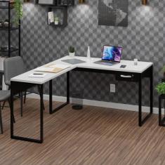 Mesa de Canto em L Escrivaninha com 1 Gaveta Industrial 120x150cm - Ne