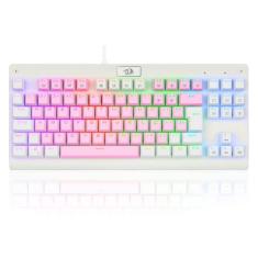 TECLADO MECANICO GAMER DARK AVENGER RGB BRANCO E ROSA SWITCH AZUL