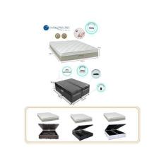 Conjunto Cama Box Baú Casal Queen + Colchão Firme de Molas Ensacadas S