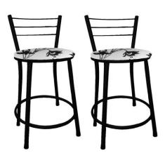 Kit 2 Banco Banqueta Baixa Preta p/ Mesa Cozinha Lanchonete Bar - Move