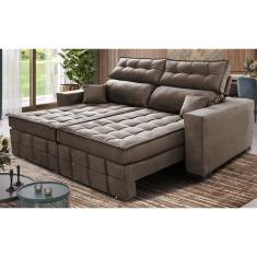 Sofá Retrátil e Reclinável 1,80m Molas Ensacadas e Costura Tripla Cama inBox Japão. Velusoft