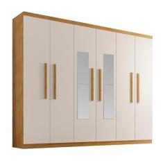 Guarda-Roupa Solteiro com Espelho Malibu 6 PT 2 GV Imbuia e Off White 