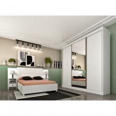 Guarda Roupa Casal Com Espelho 3 Portas 4 Gavetas - Dacar-neve - Tcil Móveis