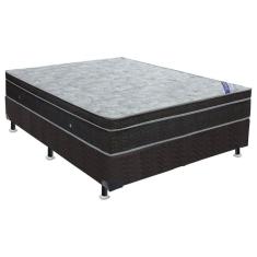 Cama Box King: Colchão Molas Ortobom Nanolastic Light Selado + Base Crc Suede Black(186X198)