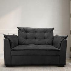 Sofá 2 Lugares Para Sala Moderno Confortável ágata Suede preto