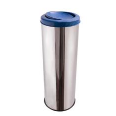 Lixeira Inox Com Tampa Flip-TopInox (Basculante) 30 Litros - CCM, Azul
