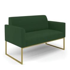 Sofá Namoradeira Base Industrial Dourado Marisa Veludo - DRossi, Verde