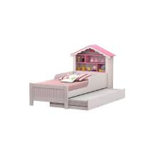 Cama Casa Princesa Com Auxiliar Branco/Rosa - Vitamov