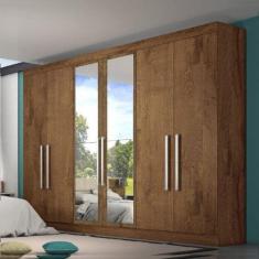 Guarda Roupa Casal 6 Portas 4 Gavetas com Espelho Alba em MDF Made Marcs