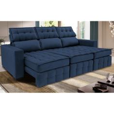 Sofá Retrátil e Reclinável 2,50m Molas Ensacadas e Costura Tripla Cama inBox Nobre. Suede