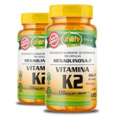 Kit 2 Vitamina K2 Menaquinona-7 Unilife 120 cápsulas