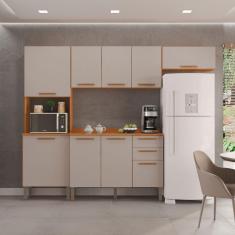 Cozinha Compacta 4 Peças 9 Portas 2 Gavetas Bella Cinamomo/Off White