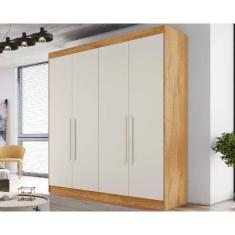 Guarda Roupa Solteiro 3 Gavetas E 4 Portas Nantes Peroba-off White - Europa