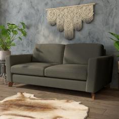 Sofá Sala de Estar Living 3 Lugares 280cm Presley Pés Madeira Linho Ci