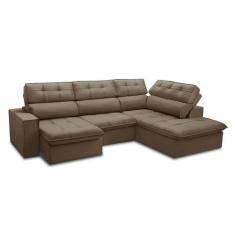 Sofá 4 Lugares Retrátil e Reclinável Arezzo com Chaise Direito Veludo 