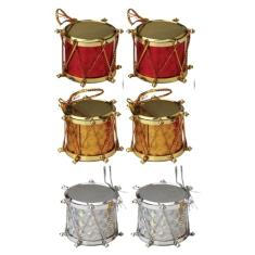 Kit Enfeite Natalino Pendente Para Árvore De Natal Tambores 3cm 12 Peças