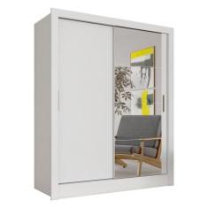 Guarda Roupa Solteiro Com Espelho Nanda 2 Pts Branco - M. Arapongas - 