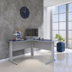 Mesa Para Escritório Em L Estação De Trabalho 1200 Maxxi Cinz