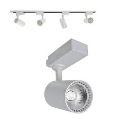 Trilho Eletrificado 3m + 7 Spot Led 10w 3000k Bivolt Branco - GalaxyLE