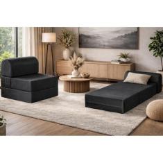 Sofá Cama Solteiro New Extra Courano Preto - Paropas