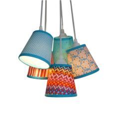 Lustre Pendente Cacho Mix Crie Casa Estampado Turquesa