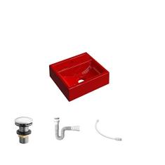 Kit Cuba Q32 C/Válvula Click 1''G + Sifão Pvc + Flexível Vermelho