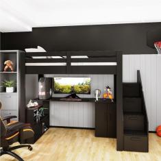 Cama Alta Star Plus Office Gamer Casatema Preto