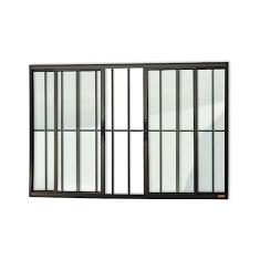 Janela Confort 4 Folhas com Grade Vidro Liso 100cm x 150cm Brimak Preto