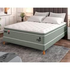 Cama Box Hellen Casal Fresh Night 138x188x59cm Verde Com Branco