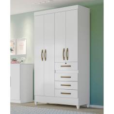 Guarda Roupa Solteiro Moval Sobral Branco/ Rosa/ Lilás/ Azul Flex 4 Portas 4 Gavetas