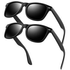 Óculos de Sol Polarizados Homens Mulheres Vintage Clássicas com Proteção UV Óculos Dark Sol de óculos de sol masculino quadrado feminino para Bicicleta Driving Golfe(2 pacotes)