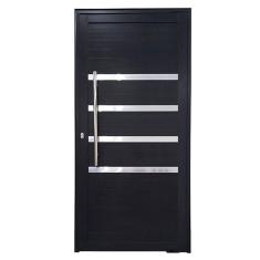 Porta Pivotante de Alumínio 210 x 120cm com Friso 30 Esquerda Esquadrias Bergame Preto