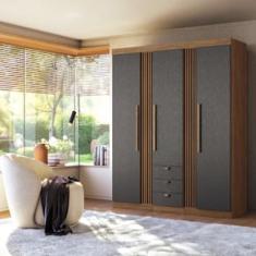 Guarda-roupa Santos Andirá Aurora 3 Portas 3 Gavetas 6 Prateleiras com Cabideiro Solteiro